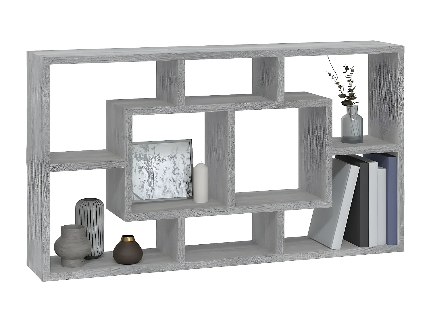 Wandschap 8 vakken grijs sonoma NL244459