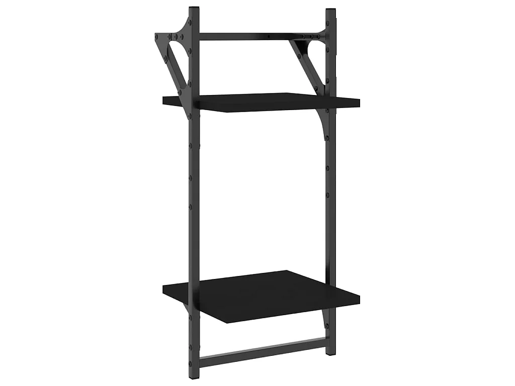 Estantes de pared 2 niveles con barras 2 uds negro 30x25x65 cm ES83564