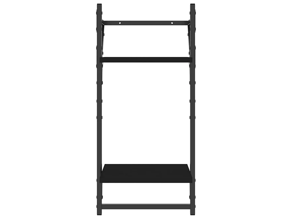 Wandschappen 2-laags met stangen 2 st 30x25x65 cm zwart NL729853