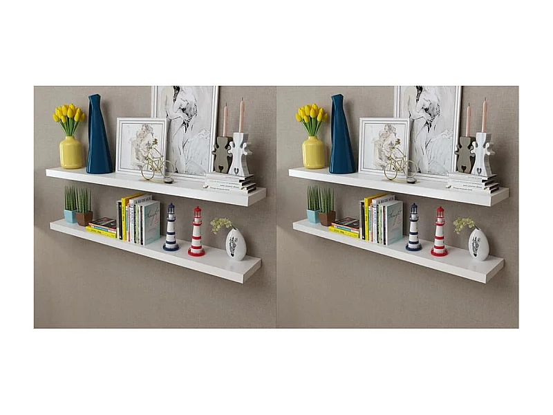 Étagères murales 4 pcs Blanc 120 cm OFR18543 BonneVie Meuble