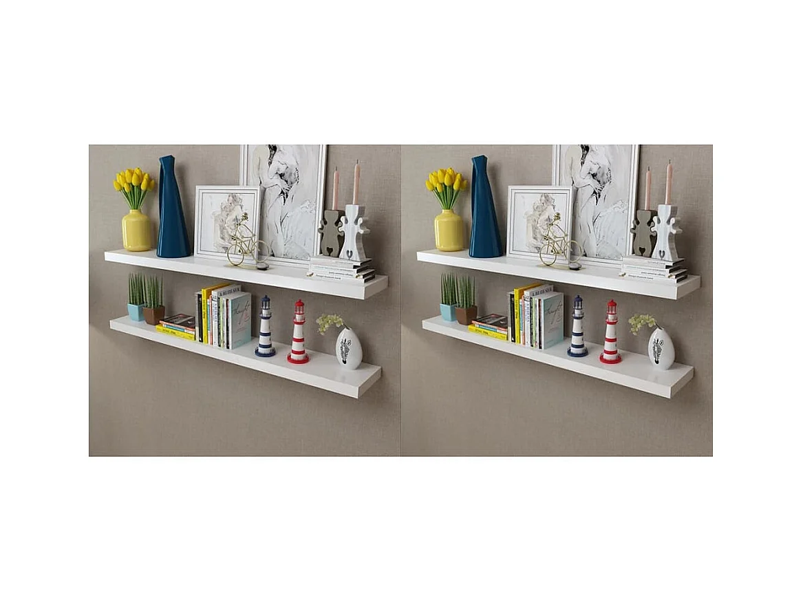 Étagères murales 4 pcs Blanc 120 cm OFR18543 BonneVie Meuble