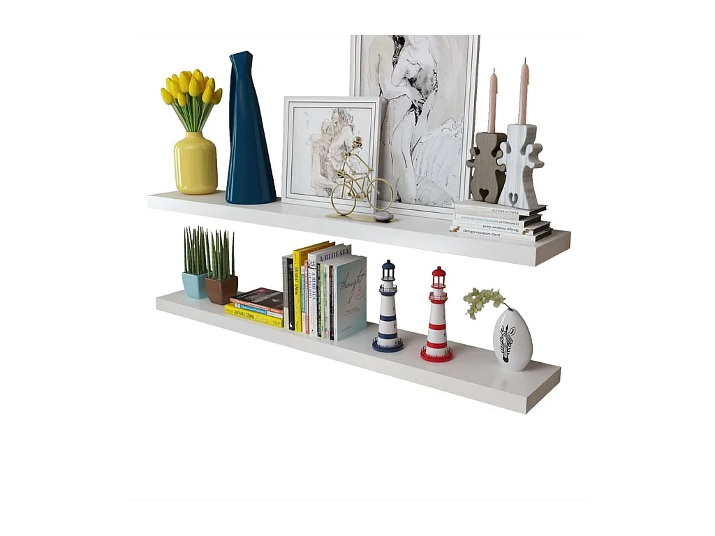 Étagères murales 4 pcs Blanc 120 cm OFR18543 BonneVie Meuble