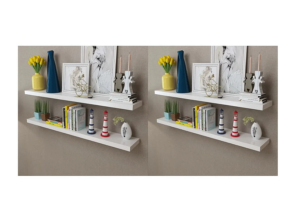 Étagères murales 4 pcs Blanc 120 cm OFR18543 BonneVie Meuble