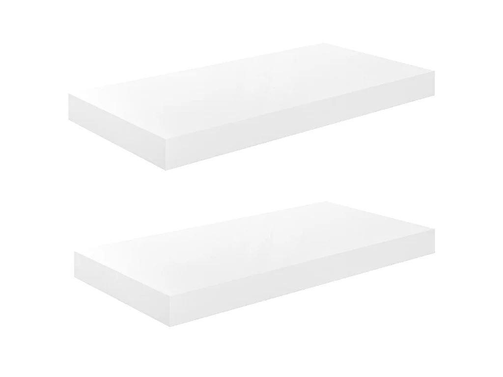 Étagère murale murale 2 pcs Blanc brillant 50x23x3,8 cm MDF OFR28287 BonneVie Meuble