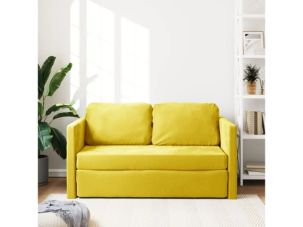 Sofá-cama sem pés 122x204x55 cm veludo amarelo-escuro PT110468