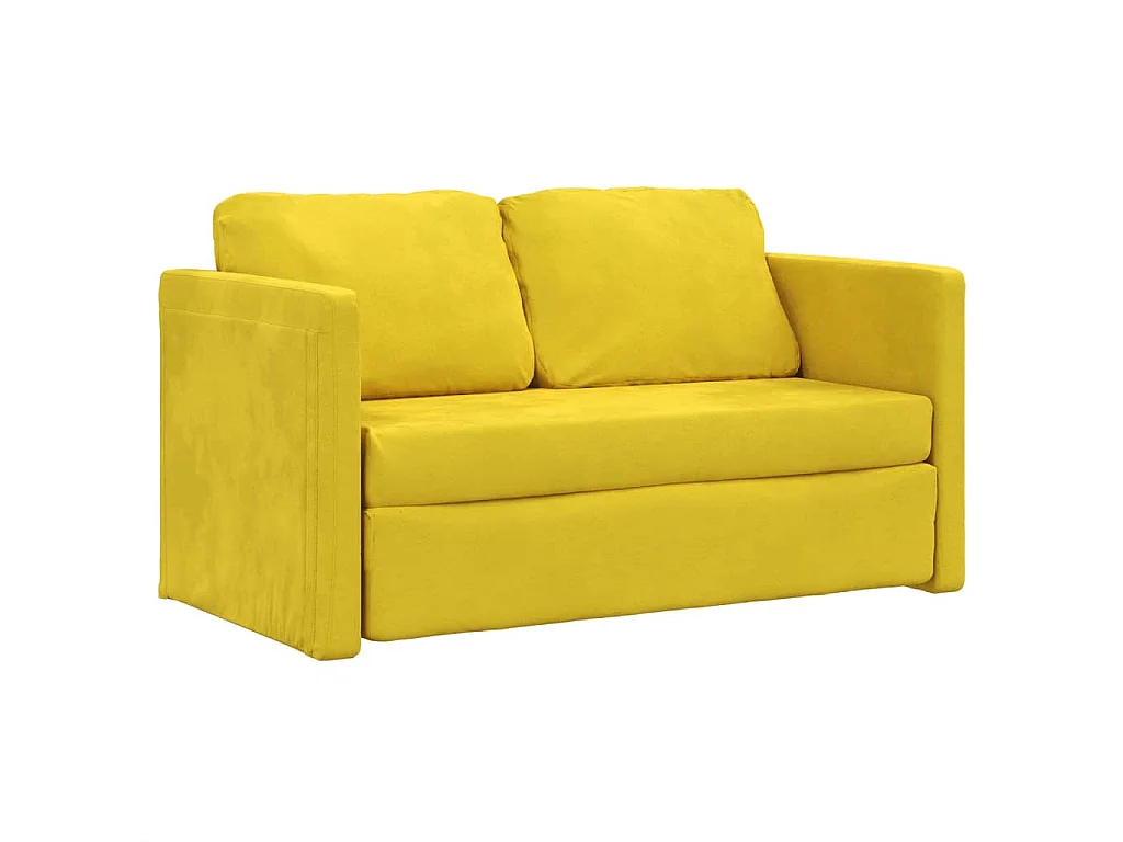Canapé convertible 2 en 1 jaune foncé 122x204x55 cm velours LODW83762