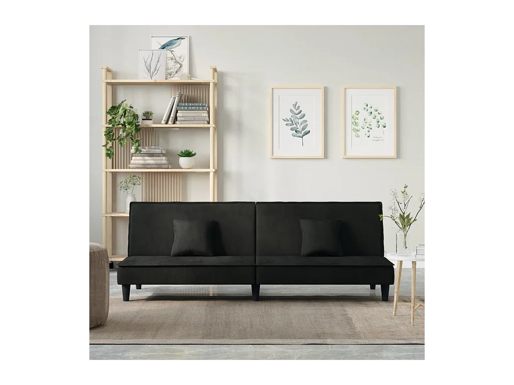 Canapé convertible noir Velours KFE3628