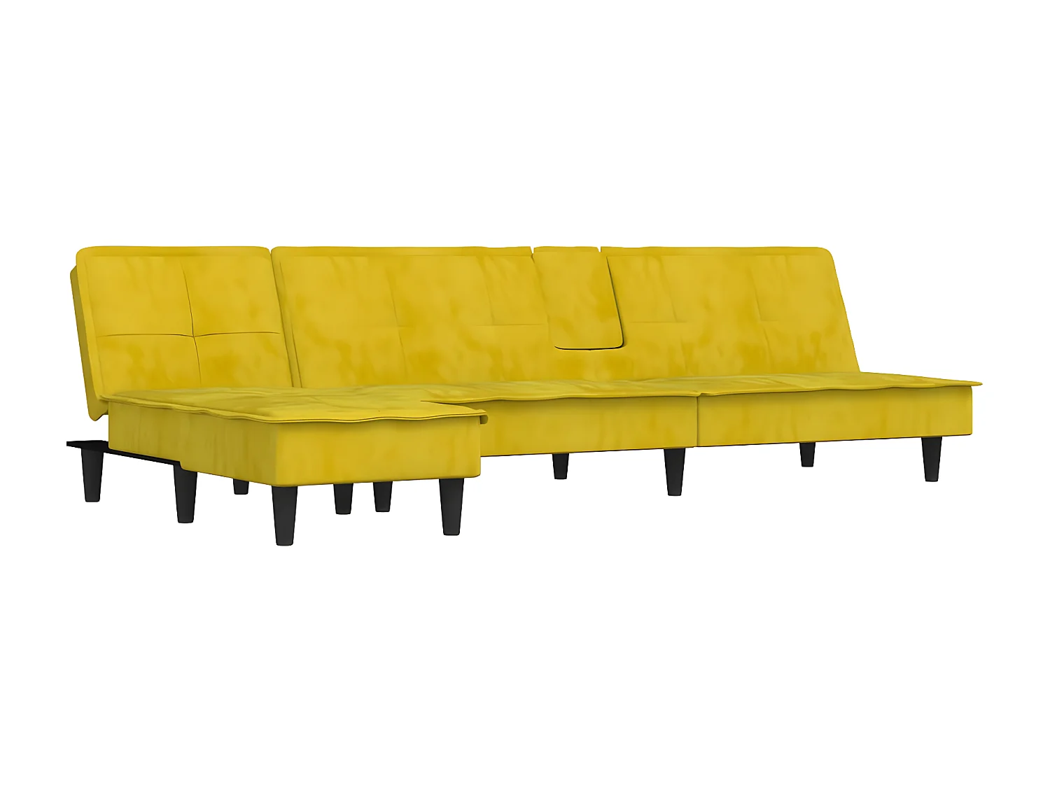 Canapé convertible d'angle jaune 255x140x70 cm velours KFE3328