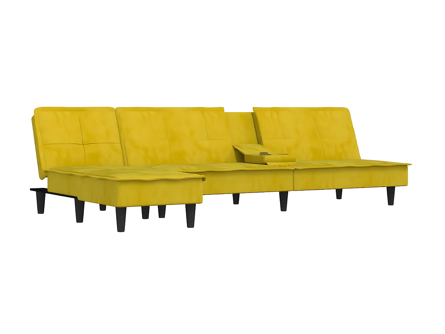 Canapé convertible d'angle jaune 255x140x70 cm velours KFE3328