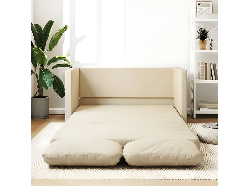 Sofá cama de suelo 2 en 1 tela crema 112x174x55 cm ES464805