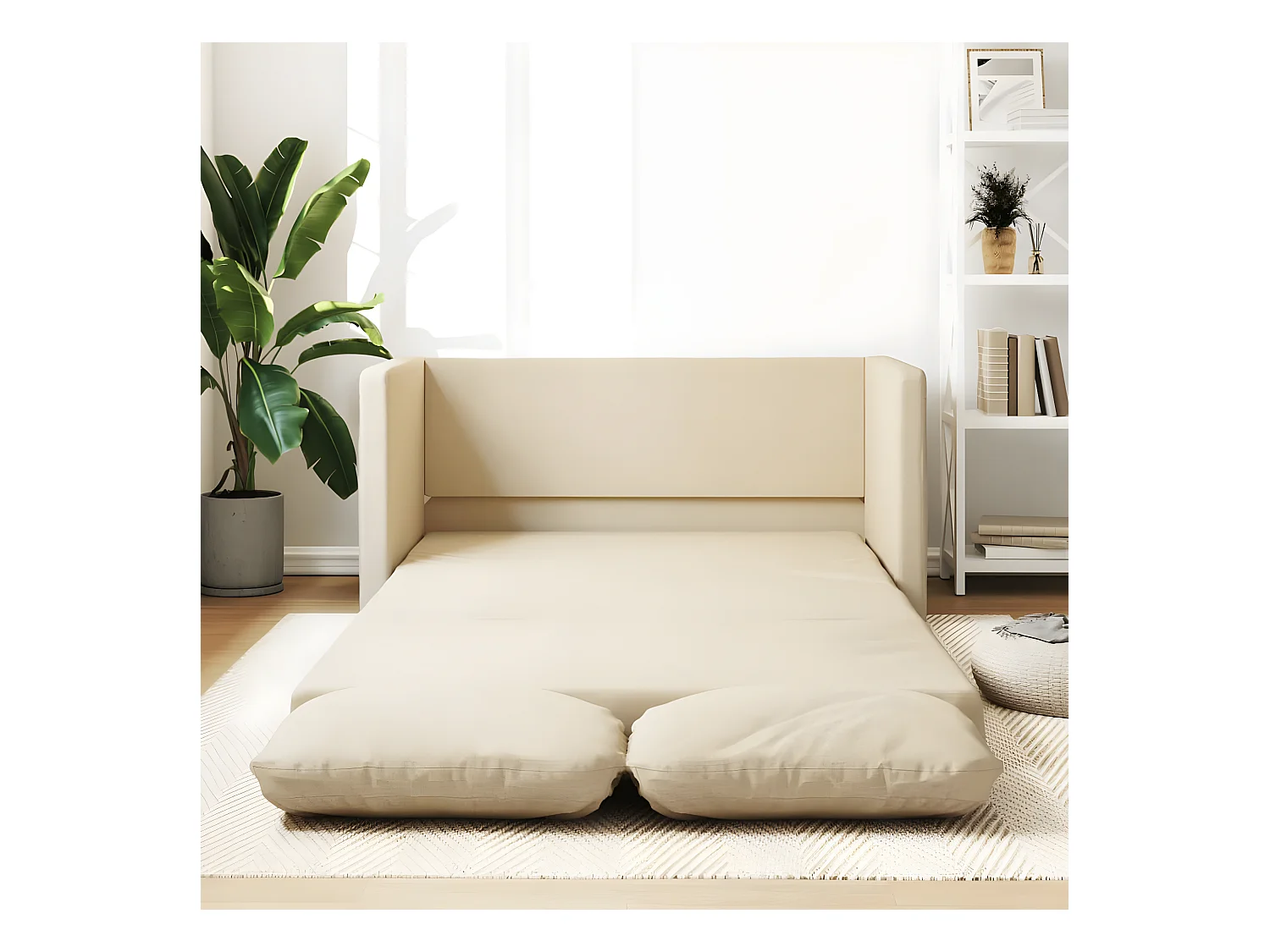 Canapé convertible 2 en 1 crème 112x174x55 cm tissu LODW75768