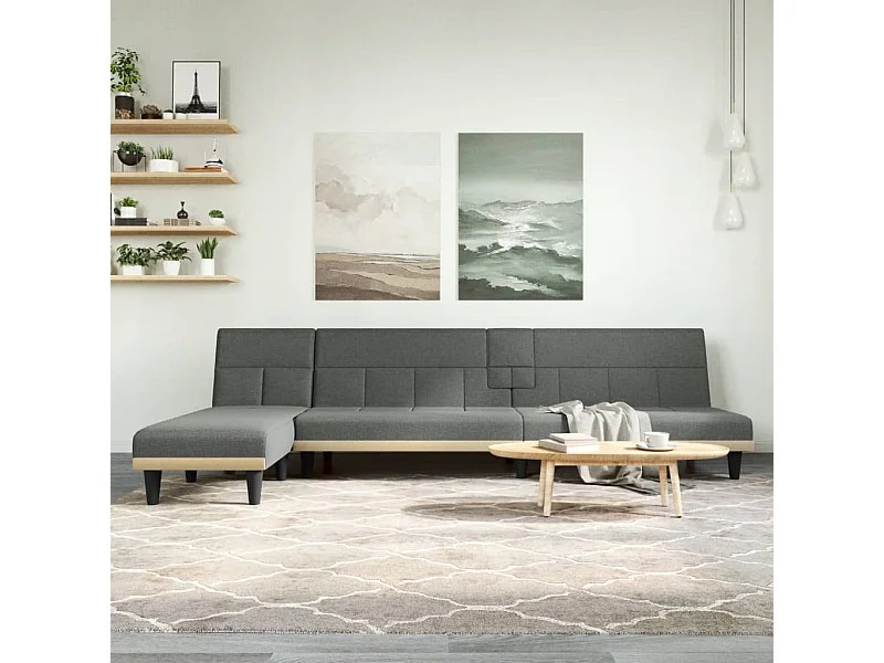 Canapé convertible d'angle gris foncé 255x140x70 cm tissu KFE3378