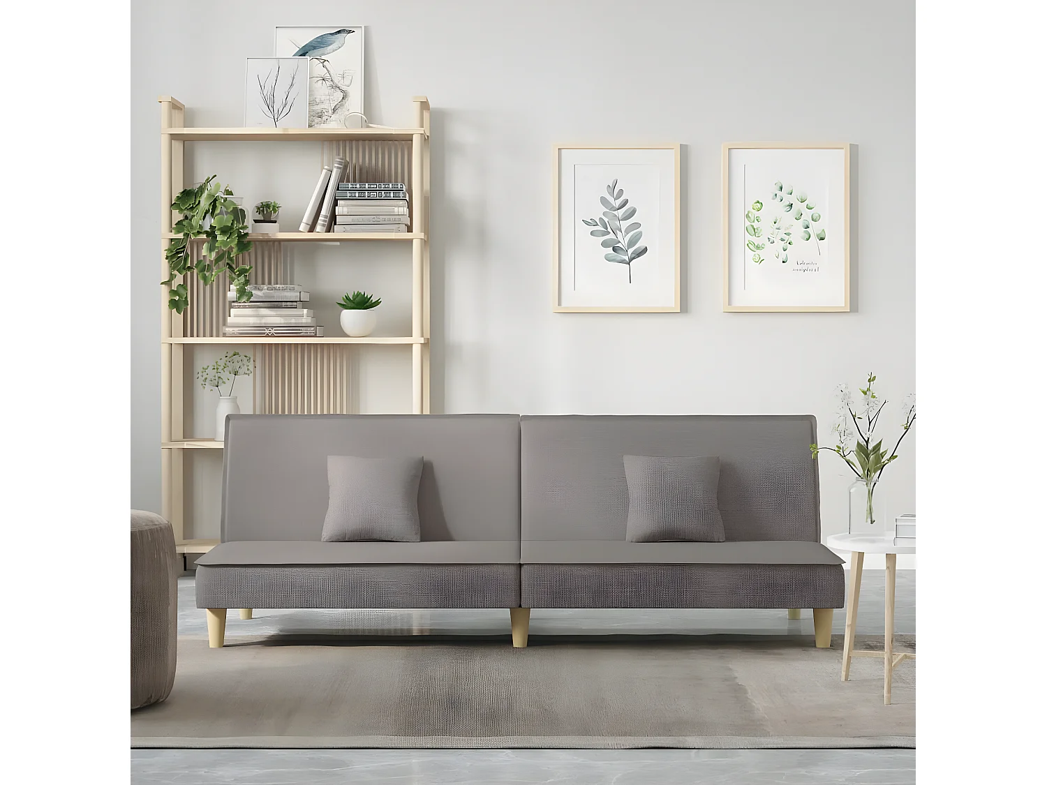 Canapé convertible taupe tissu KFE1761