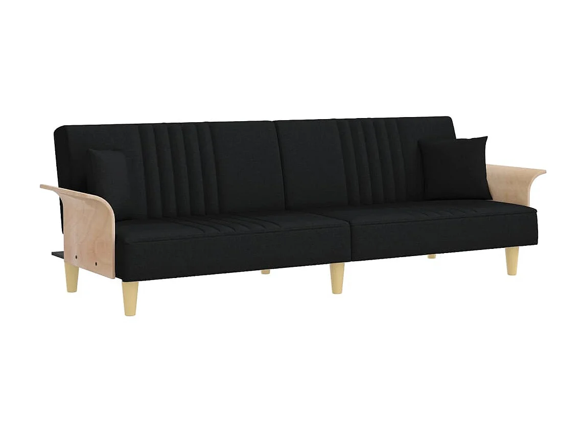 Canapé convertible avec accoudoirs noir tissu KFE6551