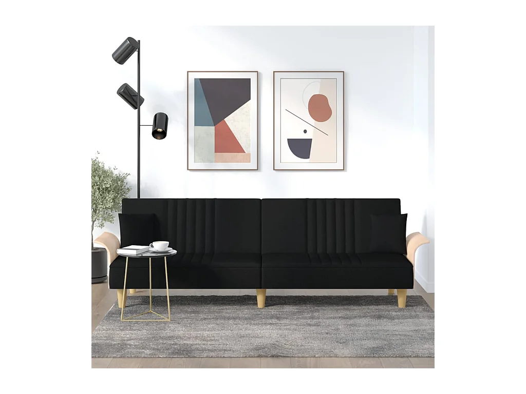 Canapé convertible avec accoudoirs noir tissu KFE6551