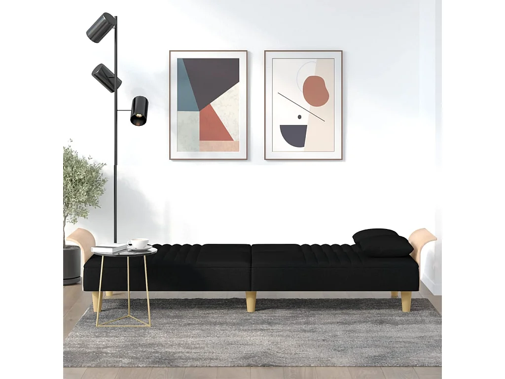 Canapé convertible avec accoudoirs noir tissu KFE6551
