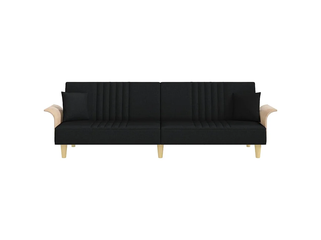 Canapé convertible avec accoudoirs noir tissu KFE6551