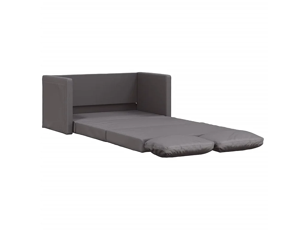 Sofá cama de suelo 2 en 1 cuero sintético gris 112x174x55 cm ES554211