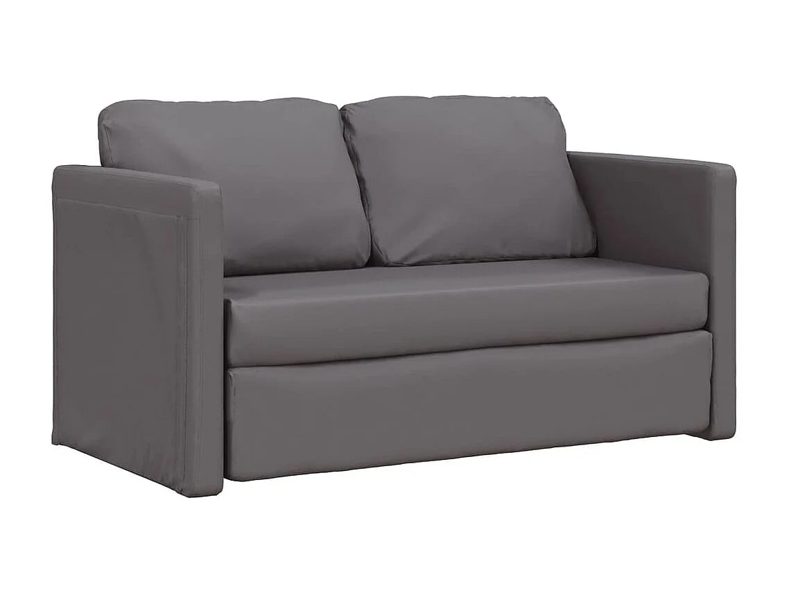 Sofá cama de suelo 2 en 1 cuero sintético gris 112x174x55 cm ES554211