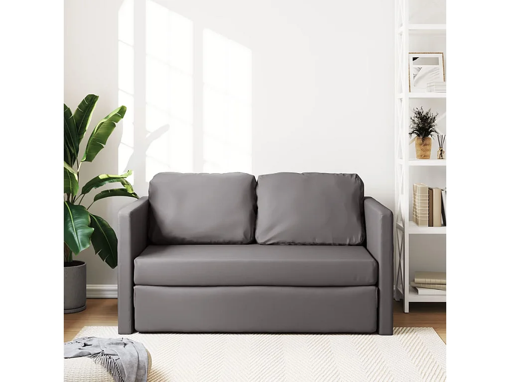 Canapé convertible 2 en 1 gris 112x174x55 cm similicuir LODW51598