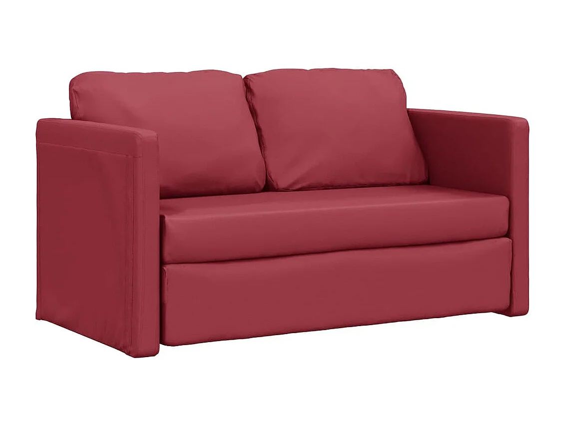 Canapé convertible 2 en 1 rouge bordeaux 112x174x55 cm similicuir LODW58538