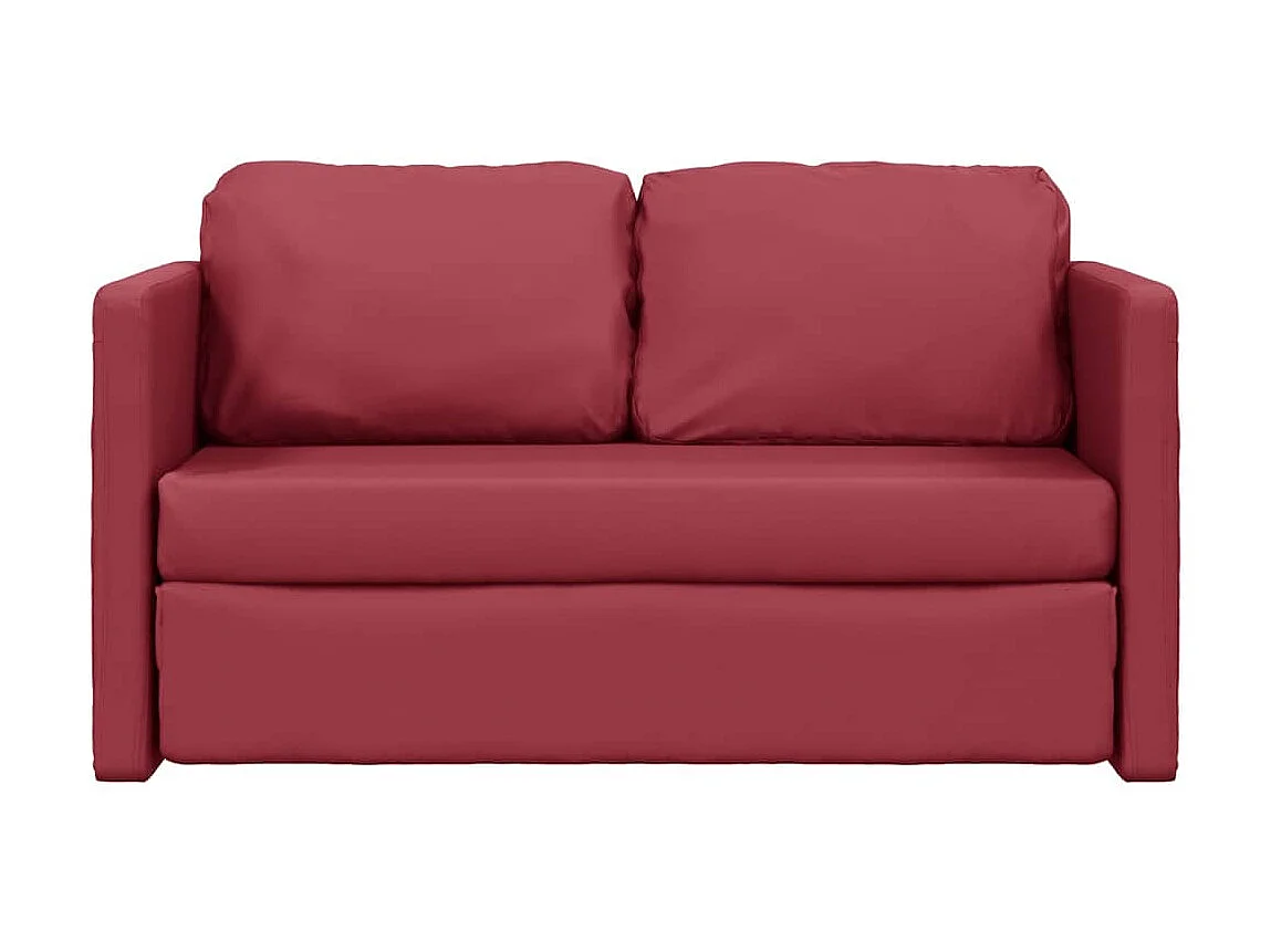 Canapé convertible 2 en 1 rouge bordeaux 112x174x55 cm similicuir LODW58538