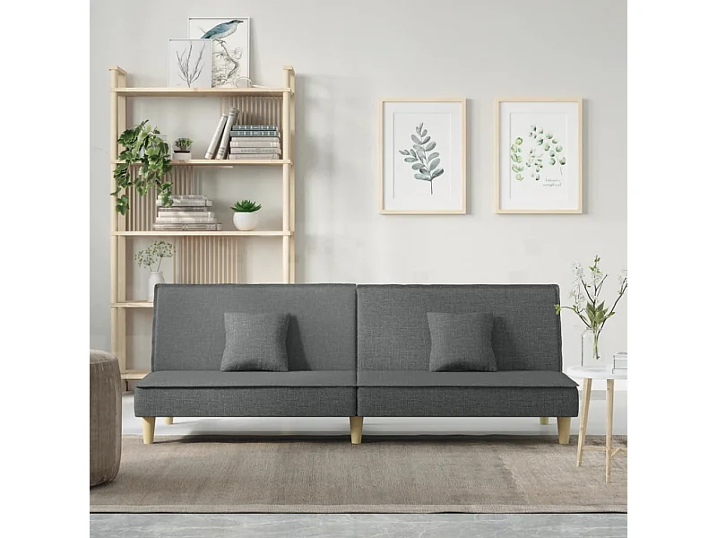 Sofá-cama tecido cinzento-escuro PT625507