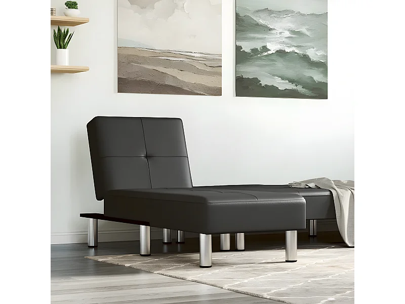 Chaise longue kunstleer zwart NL424889