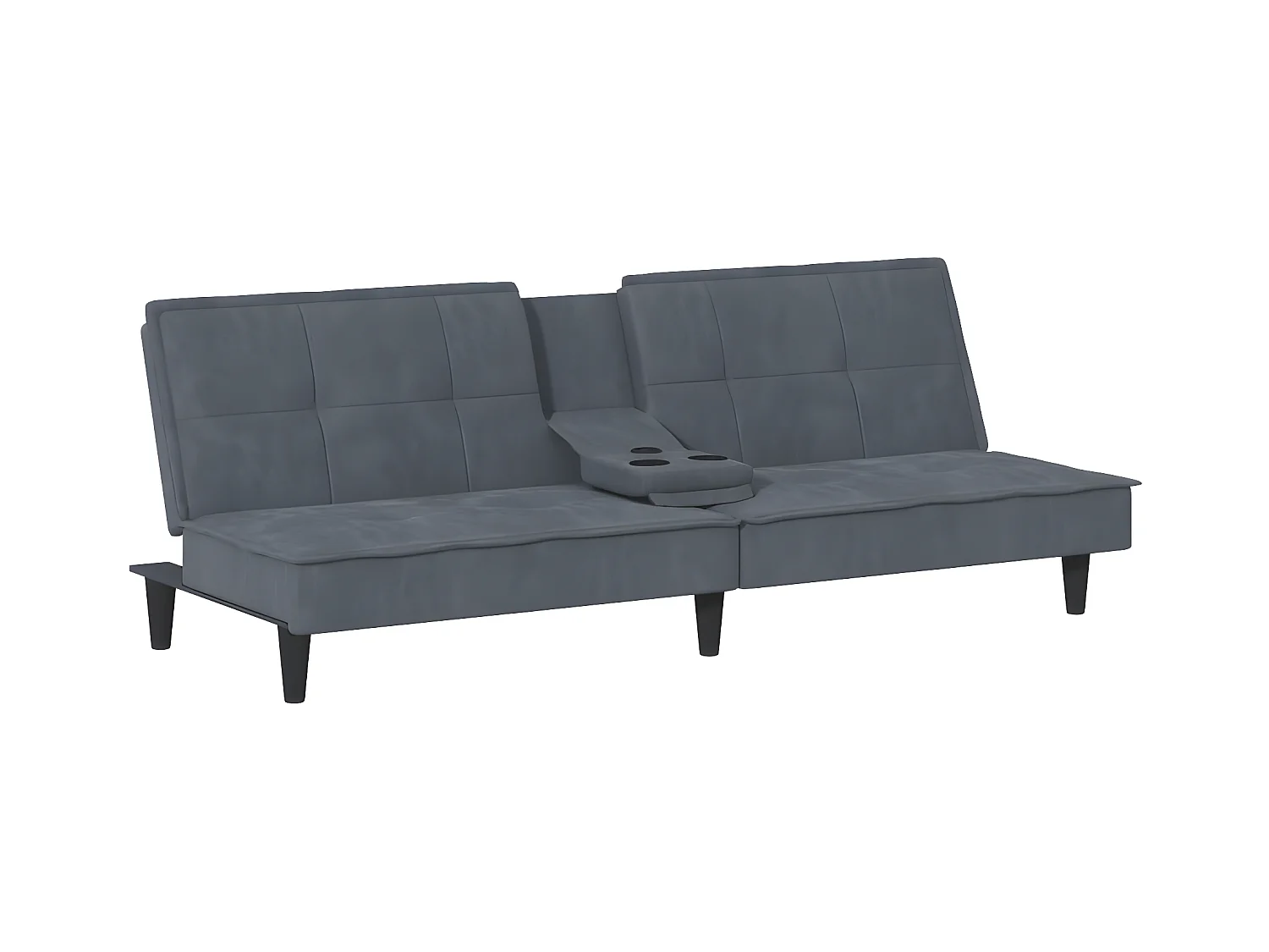 Canapé convertible avec porte-gobelets gris foncé velours KFE7591