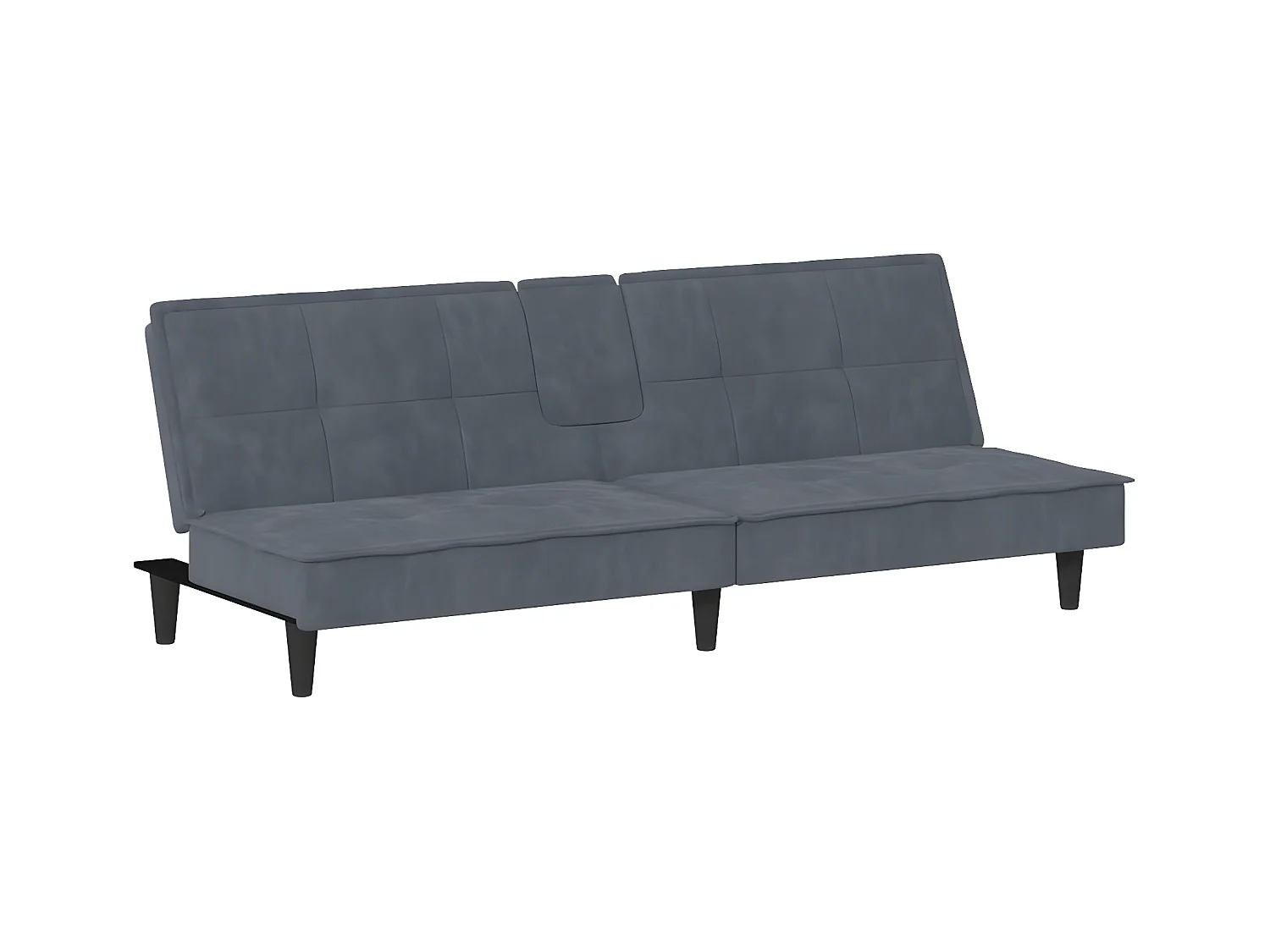 Canapé convertible avec porte-gobelets gris foncé velours KFE7591
