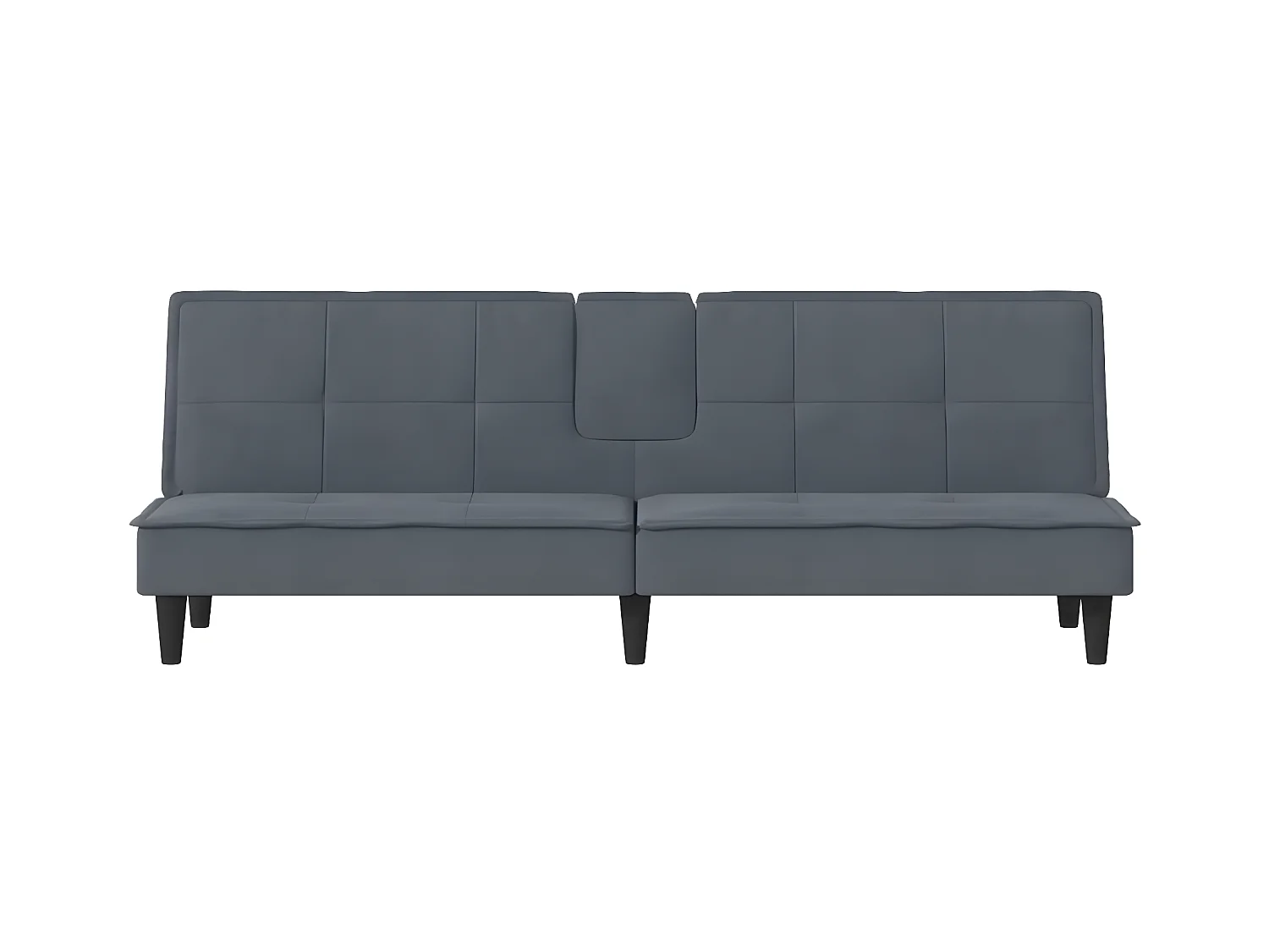 Canapé convertible avec porte-gobelets gris foncé velours KFE7591
