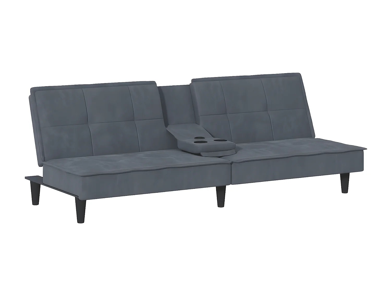 Canapé convertible avec porte-gobelets gris foncé velours KFE7591