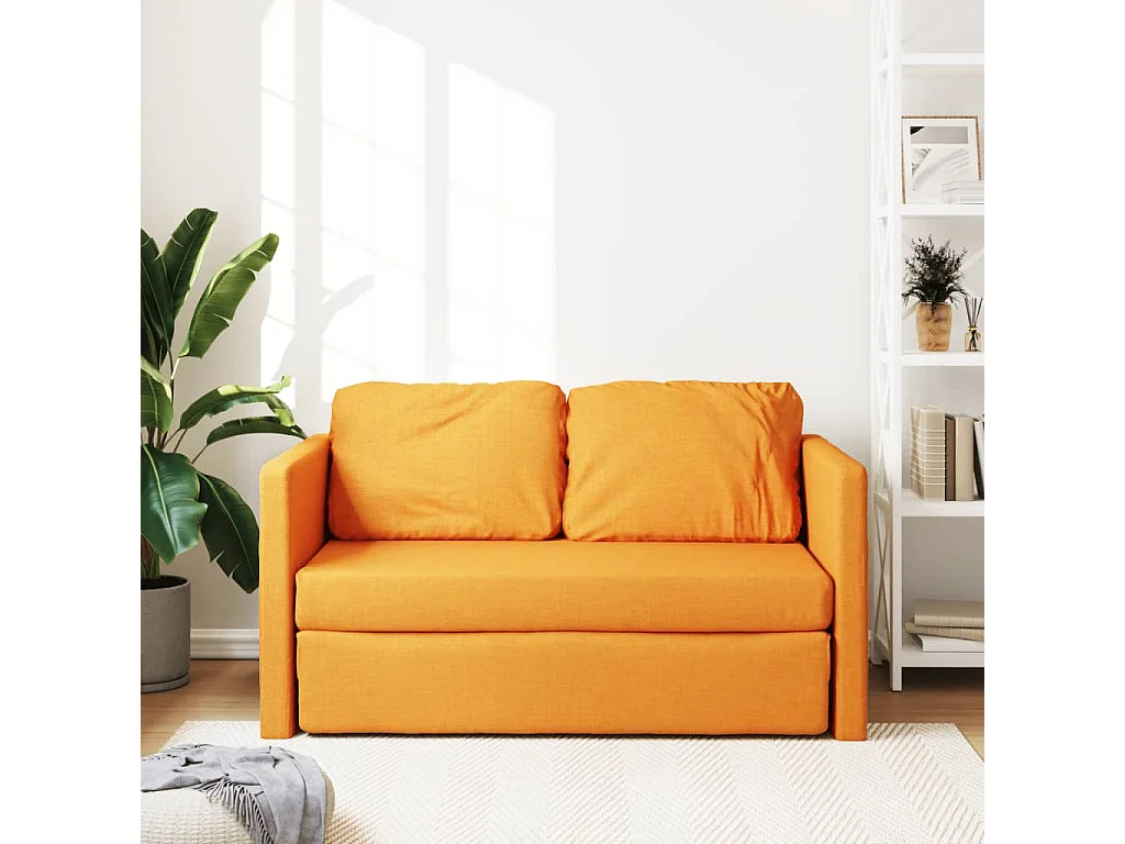Sofá cama de suelo 2 en 1 tela amarillo oscuro 112x174x55 cm ES530653