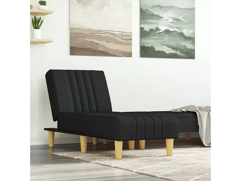 Méridienne convertible noir tissu LSJ1609