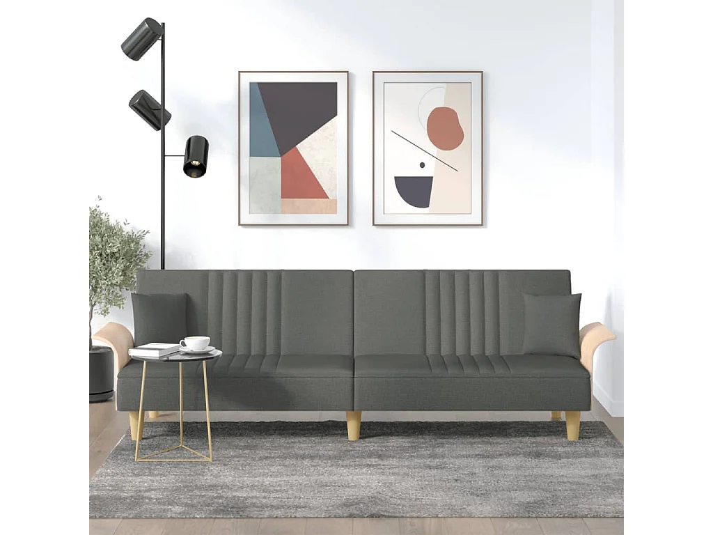 Canapé convertible avec accoudoirs gris foncé tissu KFE3411