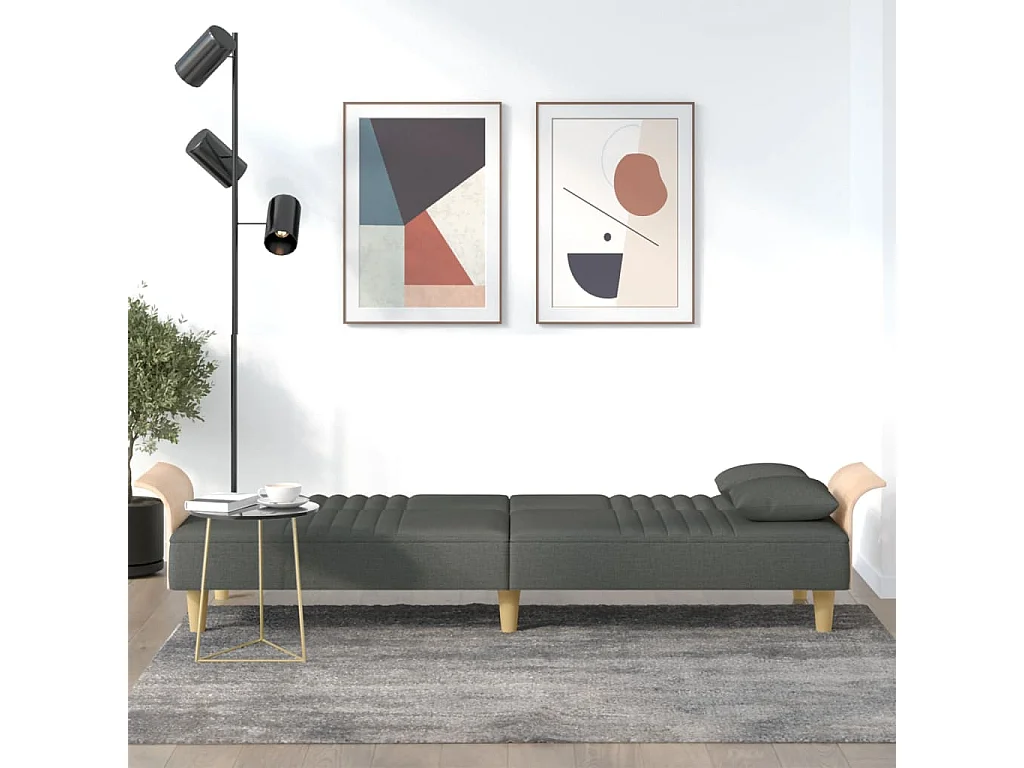 Canapé convertible avec accoudoirs gris foncé tissu KFE3411