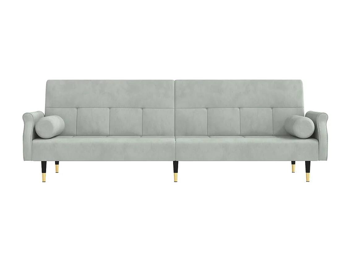 Canapé convertible avec coussins gris clair velours KFE7559