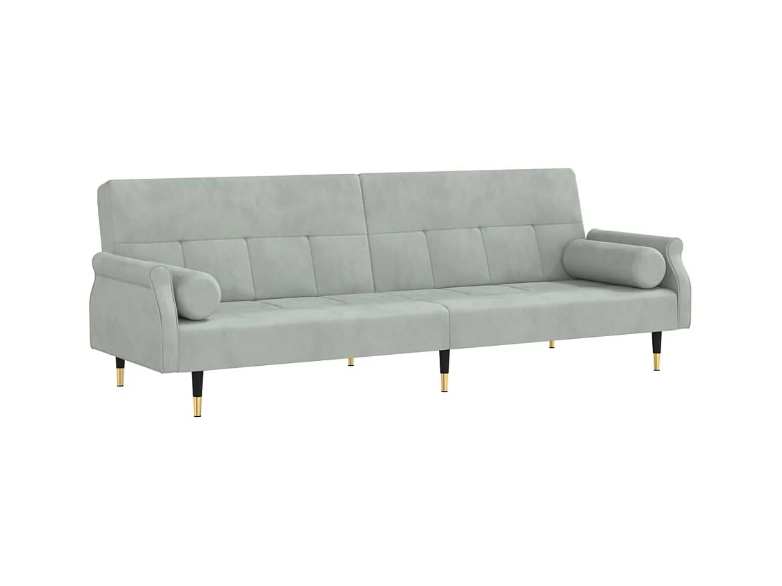 Canapé convertible avec coussins gris clair velours KFE7559