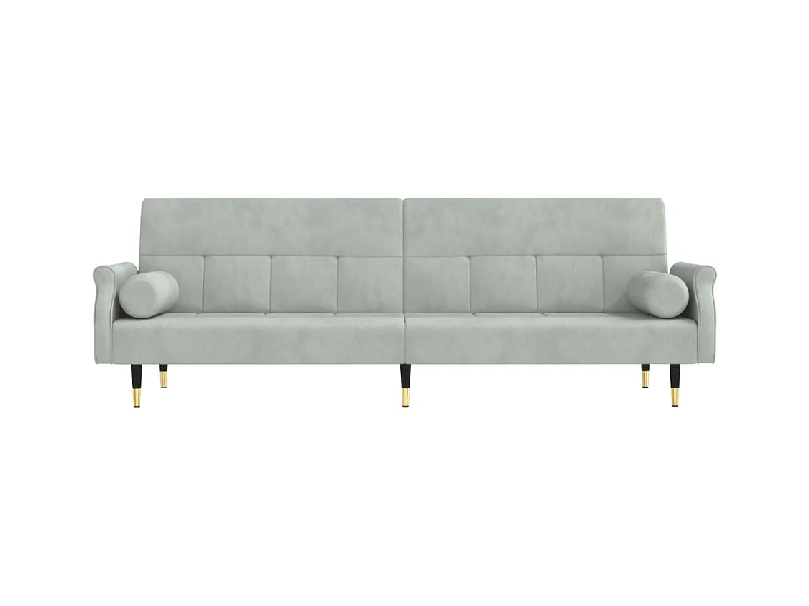 Canapé convertible avec coussins gris clair velours KFE7559