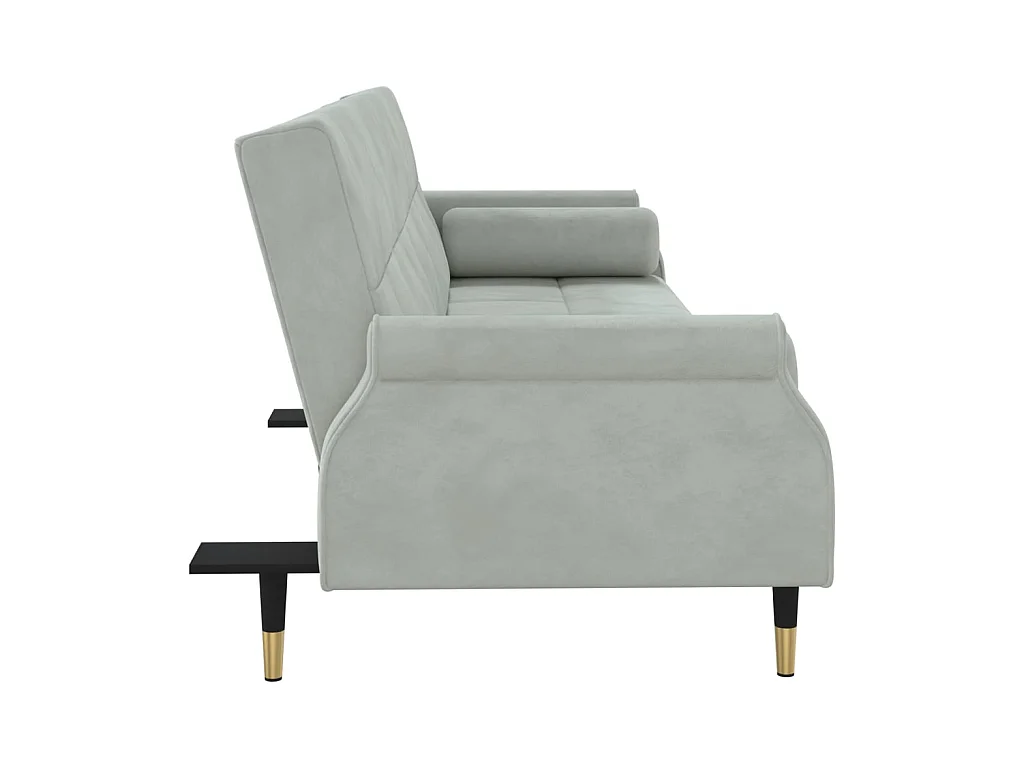 Canapé convertible avec coussins gris clair velours KFE7559