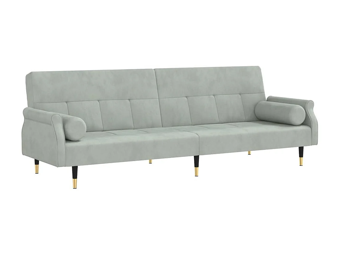 Canapé convertible avec coussins gris clair velours KFE7559