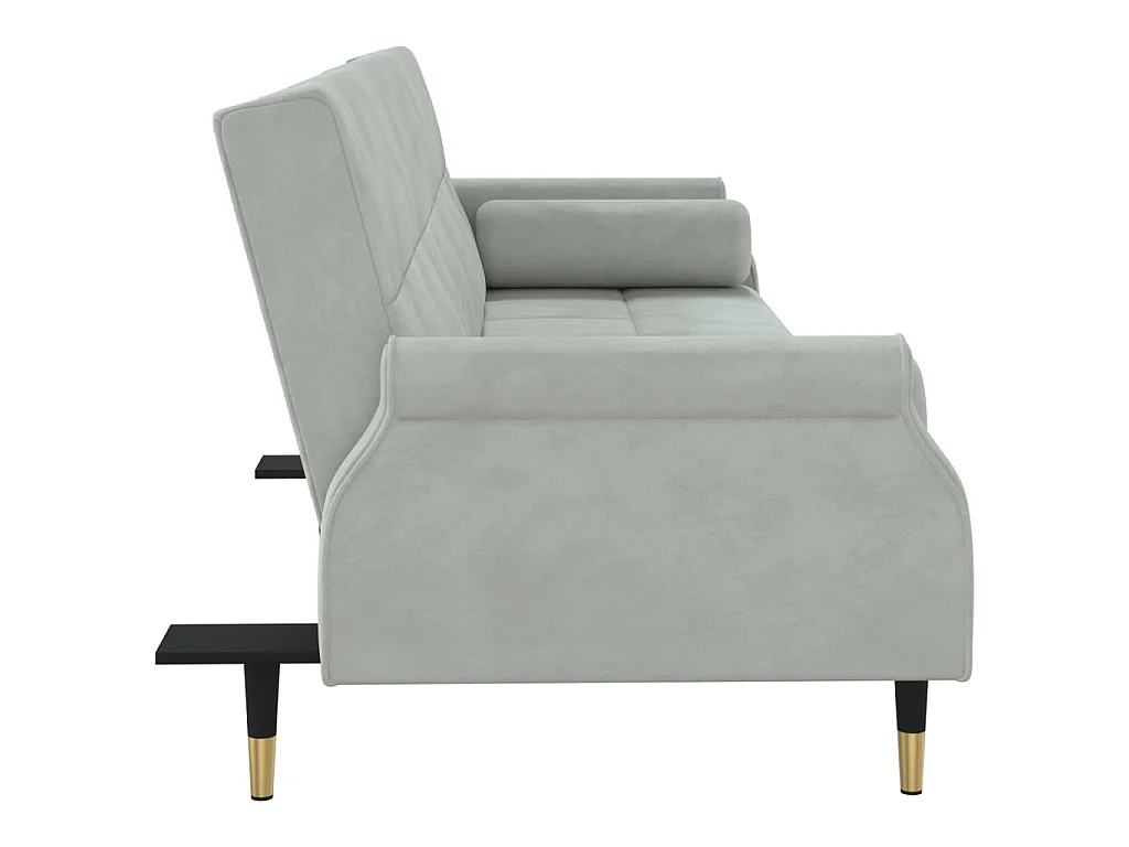 Canapé convertible avec coussins gris clair velours KFE7559