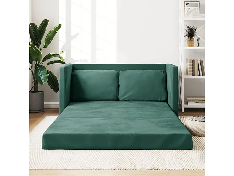 Sofá-cama sem pés 122x204x55 cm veludo verde-escuro PT179703