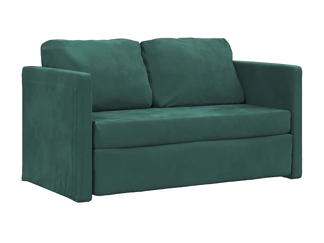 Canapé convertible 2 en 1 vert foncé 122x204x55 cm velours LODW85251