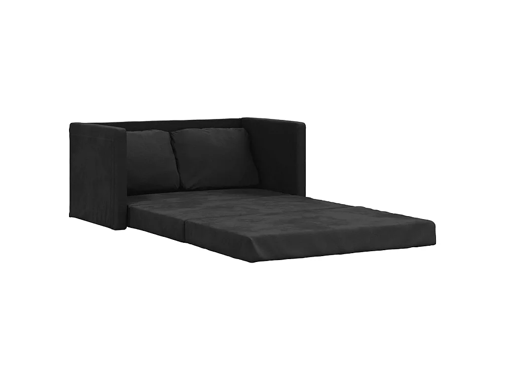 Canapé convertible 2 en 1 noir 122x204x55 cm velours LODW33453