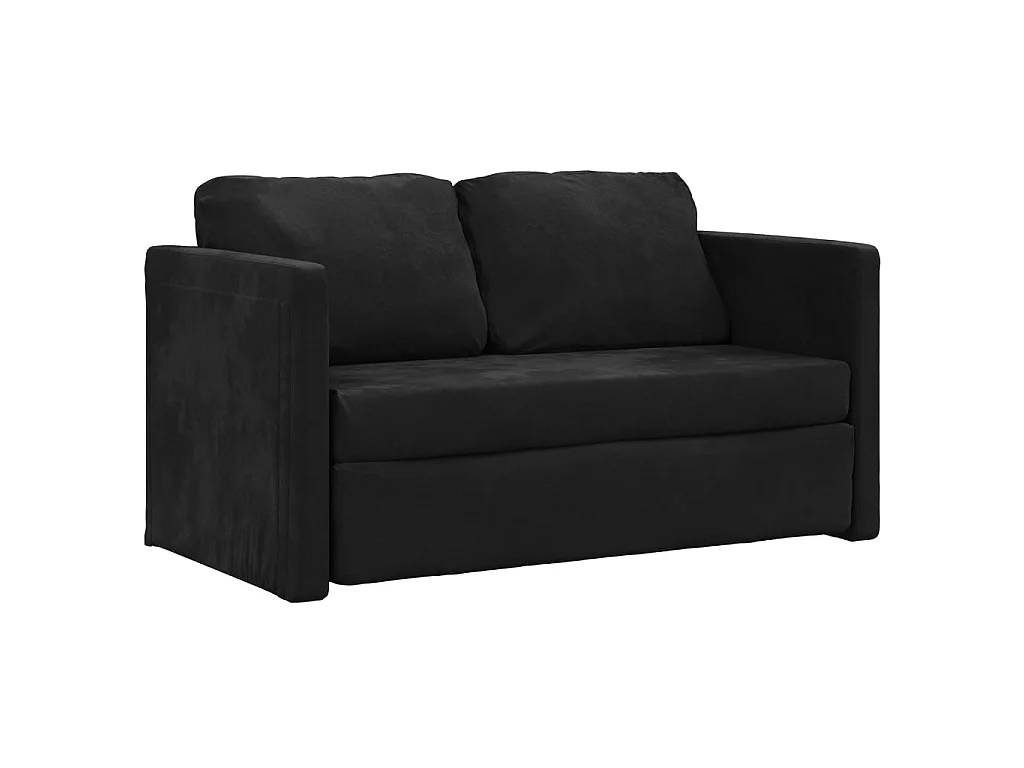 Canapé convertible 2 en 1 noir 122x204x55 cm velours LODW33453