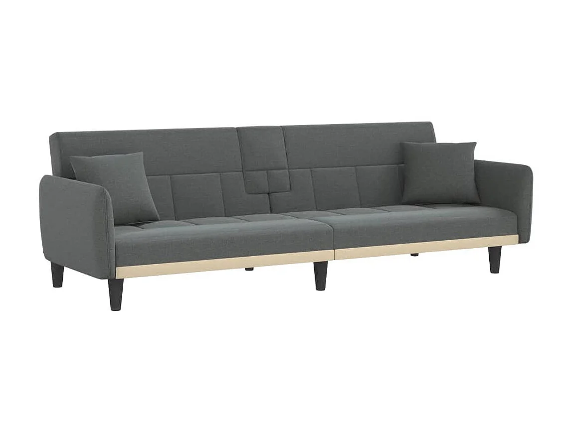 Canapé convertible avec porte-gobelets gris foncé tissu KFE9504