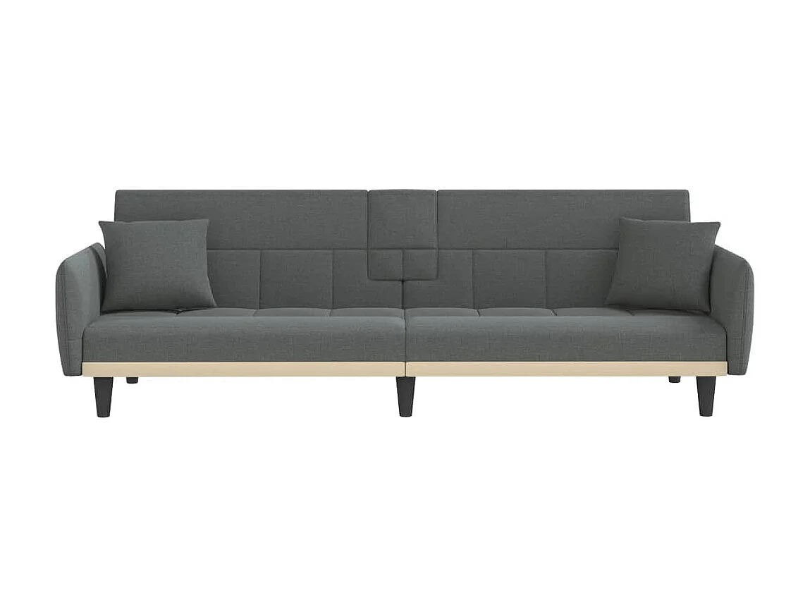 Canapé convertible avec porte-gobelets gris foncé tissu KFE9504