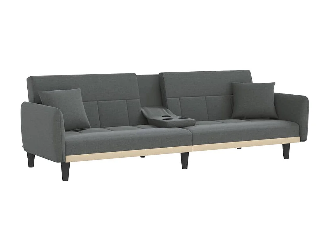 Canapé convertible avec porte-gobelets gris foncé tissu KFE9504