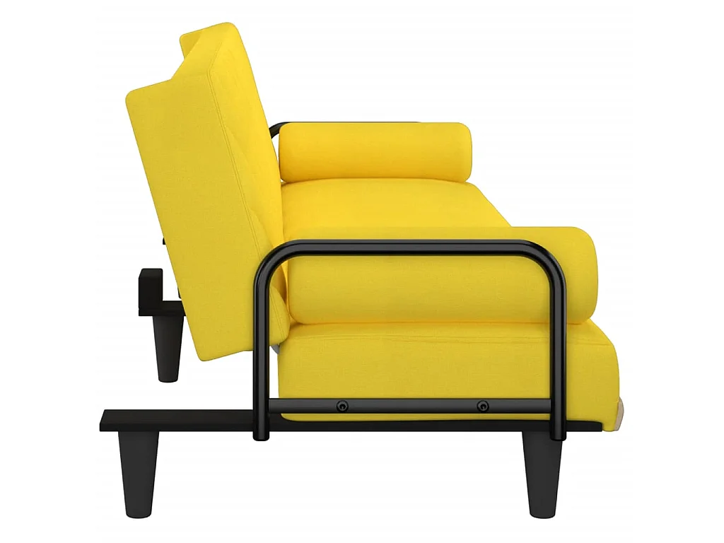 Canapé convertible avec accoudoirs jaune clair tissu KFE9873